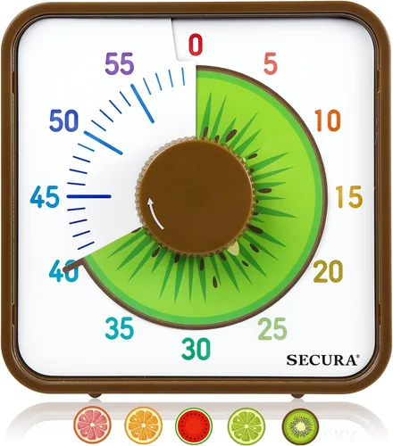 Vista 7 de Secura Temporizador Visual de Frutas de 7.5 Pulgadas para Niños, Temporizador de Cuenta Regresiva de 60 Minutos para Aula o Cocina, Reloj