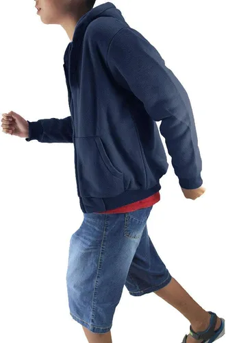 Vista 4 de Sudaderas con capucha para niños y jóvenes, con cremallera completa, forro polar, tallas 8-16