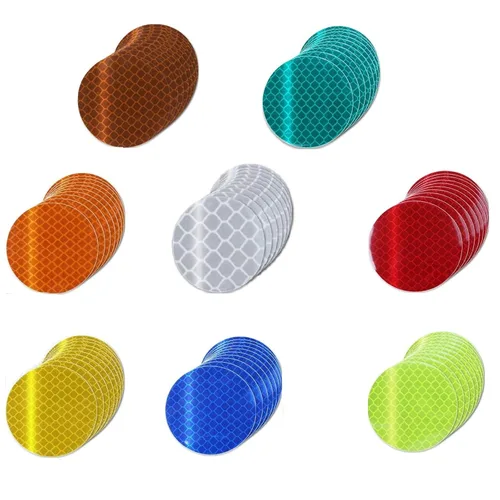 Vista 62 de Pegatinas reflectantes 1 pulgada de diámetro Redondas Reflectoras, Cinta adhesiva impermeable al aire libre de alta visibilidad (80 piezas)