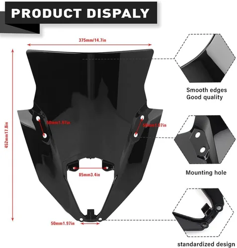 Vista 9 de Winds n Protector Deflector de viento Parabrisas Carenado de plástico negro para Kawasaki ER6F Ninja 650 EX-650 2020 21 22 2023