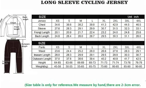 Vista 3 de Ropa de ciclismo para hombre, de secado rápido, transpirable, de manga larga, con pantalones acolchados 4D