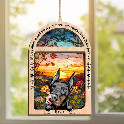 Vista 285 de LOVELYPOD Adorno de Navidad personalizado de sabueso afgano, atrapasoles con nombre, regalos de pérdida de mascotas, regalos para amantes