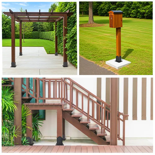 Vista 7 de Creative Design - Base de poste de 4 x 4 pulgadas, soporte cuadrado para buzón de valla, base de poste atornillada, anclaje de tierra para poste