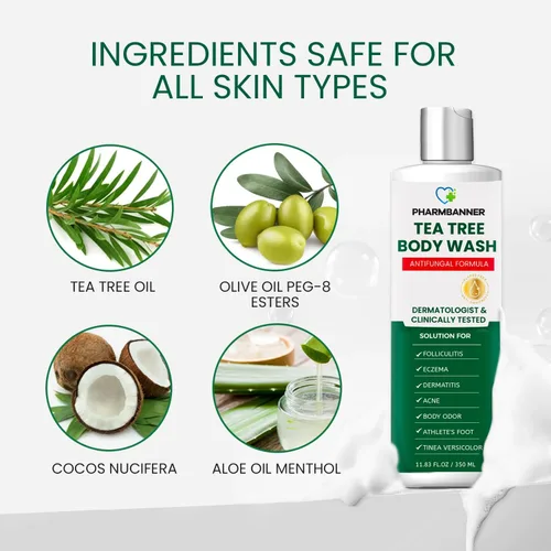Vista 6 de PHARMBANNER Gel de baño antifúngico de árbol de té - Alivia la foliculitis, el acné, la picazón de deportista, el pie de atleta, la tiña, la tiña