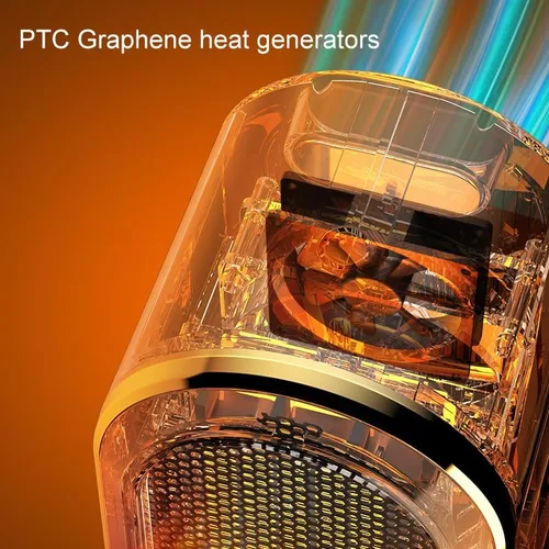 Vista 3 de Calentador de Espacio Eléctrico, Calentadores de Espacio Portátiles de Bajo Consumo para Uso en Interiores, Ventilador de Calentador Portátil de Dos