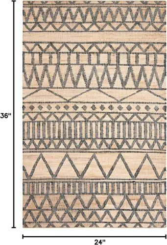 Vista 2 de SAFAVIEH Kilim Collection - Alfombra decorativa, 2 x 3 pies, natural y carbón, yute de tejido plano hecho a mano, ideal para zonas de alto tráfico