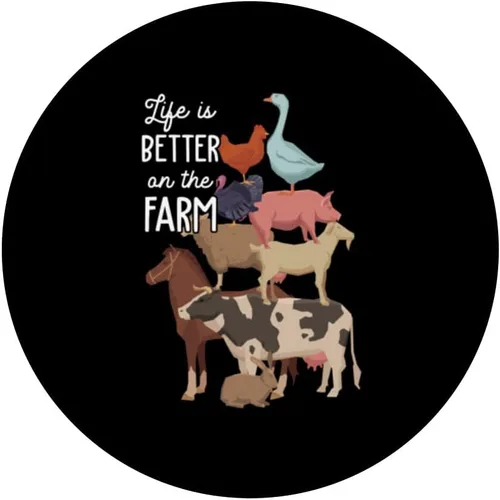 Vista 3 de Life is better on the Farm Cute Animals Country Farmer PopSockets Swappable PopGrip