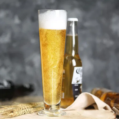 Vista 5 de NOBRIM Vasos cilíndricos de cristal para beber cerveza, festival, champán, flauta, restaurante, taza de cerveza de gran capacidad, 12.8 fl oz