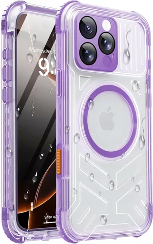Vista 38 de Funda impermeable para iPhone 15 con Magsafe, protector de pantalla, cordón, IP68 militar de cuerpo completo a prueba de golpes, para deportes Negro
