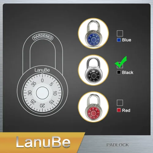 Vista 8 de LanuBe Cerradura de combinación de esfera estándar, 2 pulgadas de ancho, con diferentes combinaciones, placa giratoria negra, paquete de 16