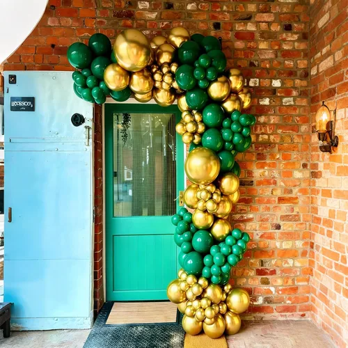 Vista 8 de Lukiituke - Globos verdes y dorados, 57 globos de 12 pulgadas verde oscuro y dorados para cumpleaños, graduación, día de San Patricio, decoraciones