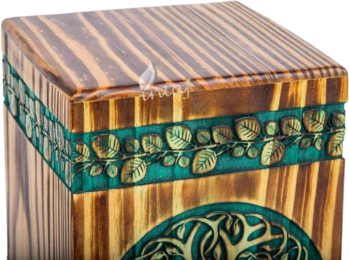 Vista 7 de Urna de palisandro hecha a mano para cenizas humanas, urnas de madera para adultos del árbol de la vida hechas a mano, urna de cremación fúnebre