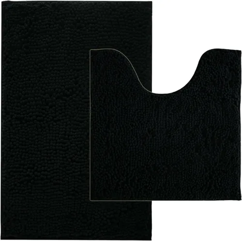 Vista 50 de Juegos de alfombras de baño de 2 piezas, alfombra de baño de felpilla extra suave ultra absorbente, alfombra de baño con base antideslizante de PVC