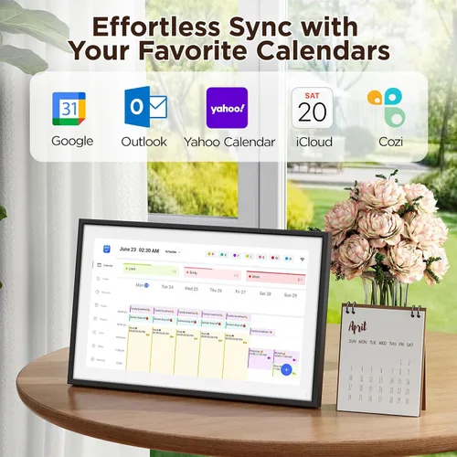 Vista 2 de LOOFII Calendario Digital Inteligente de 10.1 Pulgadas – Planificador Familiar y Calendario con Pantalla Táctil HD, Tabla de Tareas y Planificador