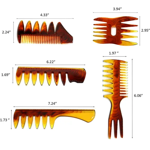 Vista 3 de Peine de pelo para peluquería peluquero peluquero textura peine paquete de 5 cepillos profesionales para el cabello retro peluquería estilo cuidado