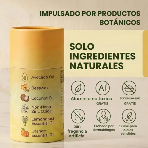 Vista 3 de Desodorante sin aluminio para mujer, naranja y hierba de limón en barra