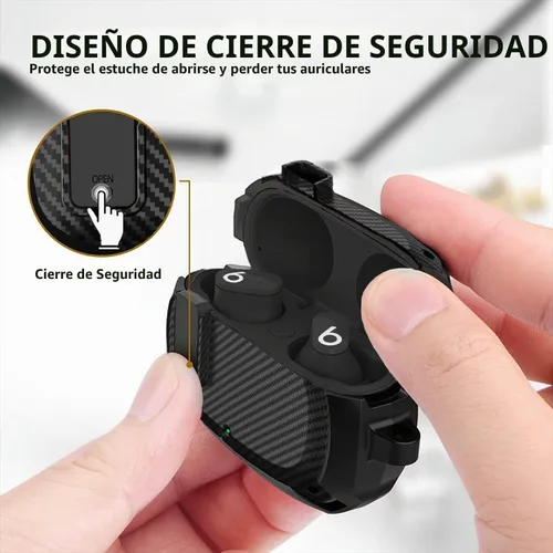 Vista 3 de Beats Studio Buds/Studio Buds+ Funda Protectora 2021/2023 para Hombres Clip de Bloqueo con Kit de Limpieza, GARTOO Beat Studio Bud Plus Funda