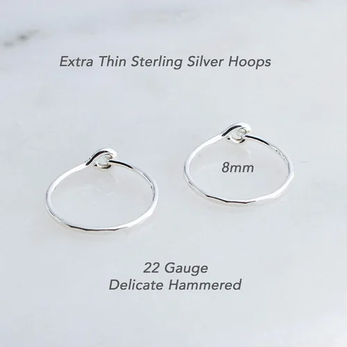 Vista 77 de Aretes de plata de ley abiertos para cartílago, tragus, delgados, calibre 22
