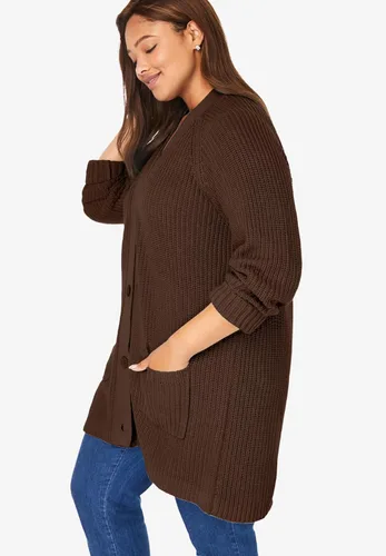 Vista 4 de Woman Within Cárdigan Shaker con botones en la parte delantera de talla grande para mujer