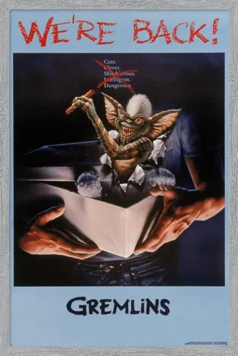 Vista 16 de Gremlins - Póster de pared con texto en inglés «We're Back», 22.4 pulgadas de largo x 14.7 pulgadas de ancho, versión enmarcada de madera de granero
