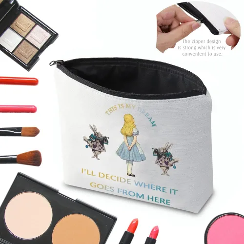 Vista 4 de CMNIM Bolsa de maquillaje con diseño de cuentos de hadas, con texto en inglés "This Is My Dream" (This Is My Dream), inspiradora, Bolsa
