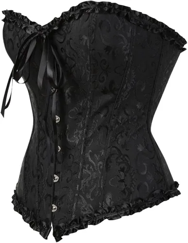 Vista 2 de Corsé de talla extragrande para mujer con ribete plisado floral y ceñidor de cintura
