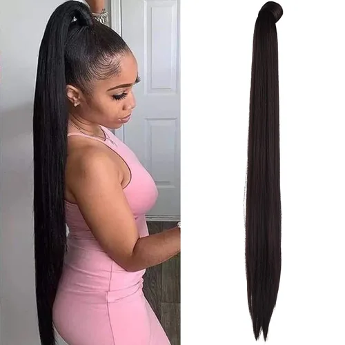 Vista 36 de SEIKEA Extensión de cola de caballo con clip alrededor del cabello lacio para mujer (12 pulgadas, negro)