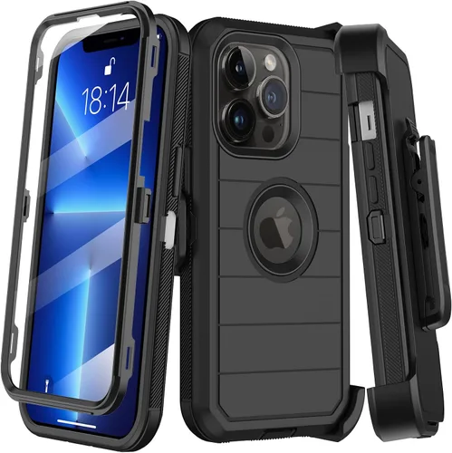 Vista 19 de KECAI Funda para iPhone 13 Mini con Protector de Pantalla Integrado, Funda con Clip para Cinturón, Resistente de Servicio Pesado a Prueba de Golpes