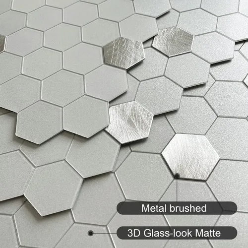 Vista 2 de BeNice Azulejos adhesivos para salpicaduras para cocina, azulejos adhesivos para baño, calcomanías de pared hexagonales para salpicaduras en muro