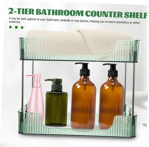 Vista 3 de Organizador de cajones de especias, estante de almacenamiento de doble capa, organizador de mostrador de baño, encimera de acero inoxidable
