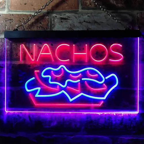 Vista 2 de ADVPRO Nachos Café - Letrero de neón LED de doble color, azul y rojo, 16 x 12 pulgadas, st6s43-i0314-Br