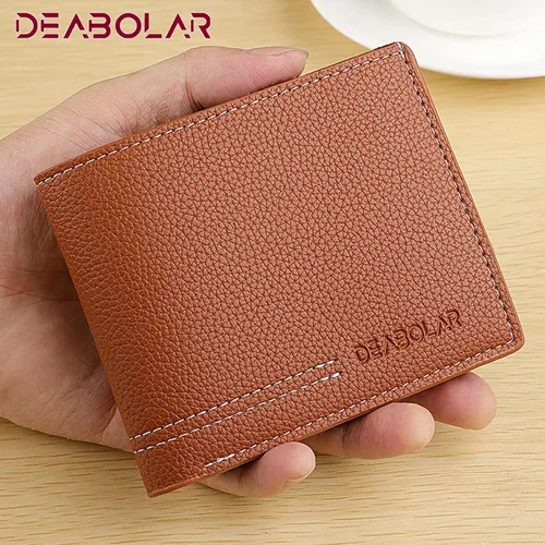 Vista 4 de SPDTECH Cartera para hombre, material de poliuretano, 4 tarjeteros de crédito, 2 bolsillos para dinero, 1 ventana transparente, adecuada