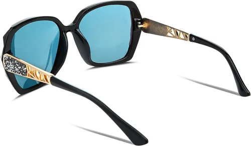 Vista 21 de FEISEDY - gafas de sol polarizadas para mujer, marco compuesto brillante B2289