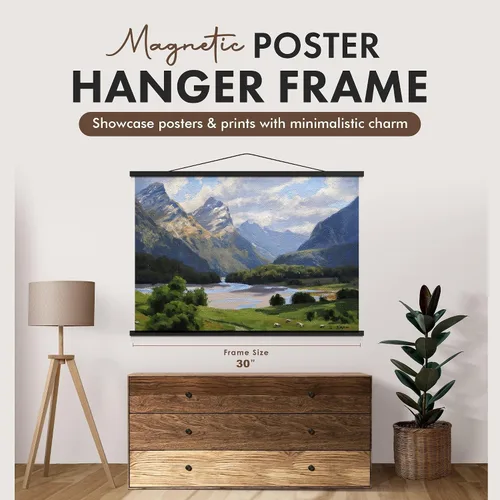 Vista 2 de Travelization Colgador Magnético para Póster de 30" Marco para Póster con Imanes Fuertes, Kit Completo para Colgar para Arte, Mapas, Imágenes y Más