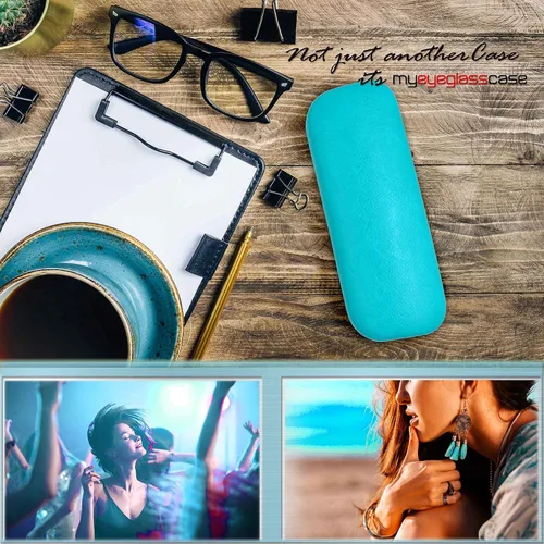 Vista 6 de MyEyeglassCase Estuche rígido para lentes para mujer Estuche protector para lentes rígido con bolsa y tela
