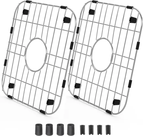 Vista 13 de Protectores de fregadero para fregadero de cocina, 12 x 11 pulgadas, protector de fregadero centrado en rejilla, material de acero inoxidable 304