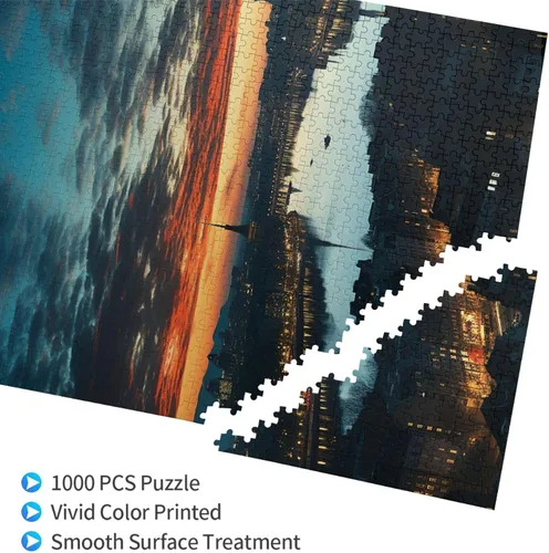 Vista 3 de Cityscape - Rompecabezas de madera de 1000 piezas, rompecabezas de fotos personalizados para adultos, amigos, rompecabezas de fotos, regalos