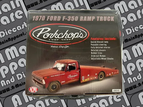 Vista 8 de 1970 F-350 Rampa Camión Rojo Imprimación (Roja) Cartilla de Cerkchop's Chop Shop 1/18 Modelo fundido a troquel por Acme A1801416