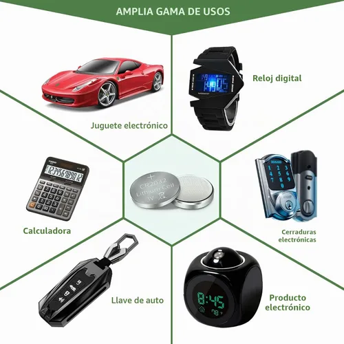 Vista 6 de CR2032 - Celdas de botón de litio de 3 V, paquete de 100 unidades para dispositivos de reloj y juguete