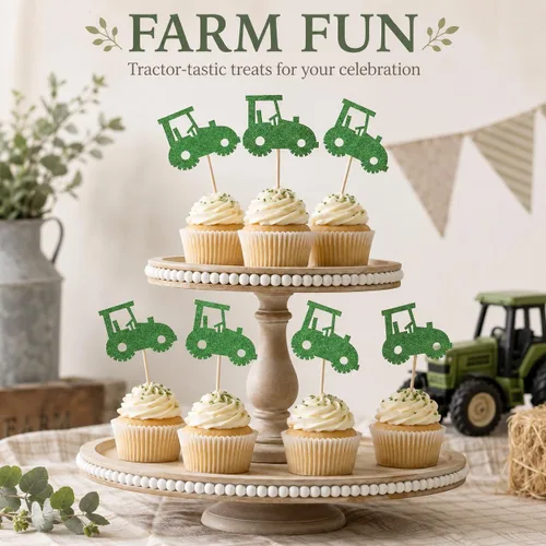 Vista 7 de Palitos de centro de mesa de tractor, paquete de 12 decoraciones de mesa de doble cara para cumpleaños, baby shower