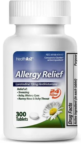 Vista 11 de HealthA2Z® Alivio para la alergia Loratadina 10 mg Antihistamínico Sin somnolencia Alivio de la picazón de garganta, estornudos, secreciones
