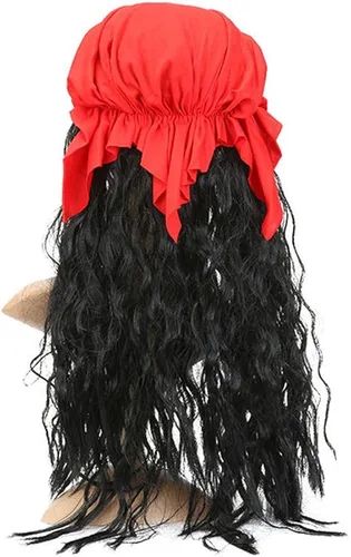 Vista 4 de Disfraz de piratas del Caribe Jack Sparrow máscara Cosplay adulto capitán pirata Headscarf accesorios conjuntos para Halloween regalo de fantasía