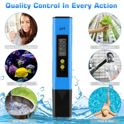 Vista 4 de Medidor de pH para agua de cultivos hidropónicos, medidor digital de ph alta precisión 0.01 con rango de medición de pH 0-14, medidor de bolsillo