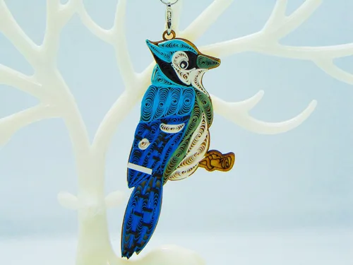 Vista 11 de Colección Quilling Bird Lovers – Adornos de quilling hechos a mano para amantes de los animales, decoraciones para el hogar y días festivos, dijes