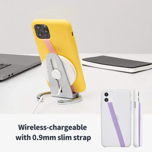 Vista 4 de Sinjimoru Correa elástica de silicona para teléfono, soporte de agarre flexible y elástico para iPhone y Android, bucles de teléfono seguros