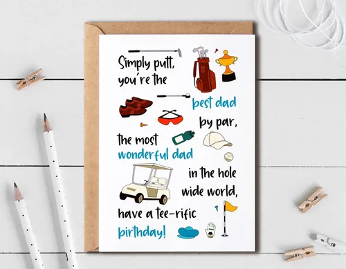 Vista 4 de EruditeGifts Simply Putt You're The Best Dad By Par - Divertida tarjeta de cumpleaños para papá de hijo e hija - Tarjeta de felicitación