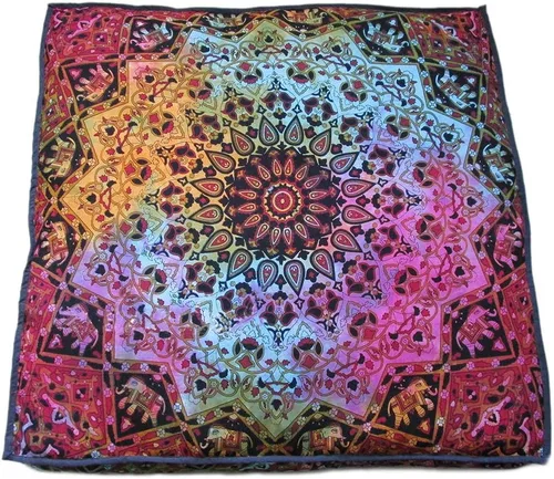 Vista 42 de ICC - Funda de cojín cuadrada grande de algodón con diseño de mandala, funda de almohada hippie, funda de almohada para el suelo con cremallera