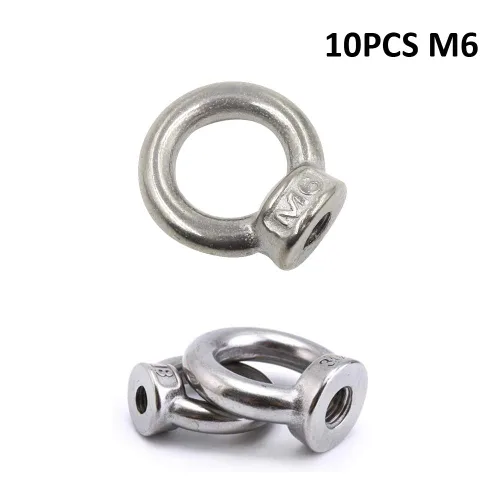 Vista 4 de Lependor M6 - Tuerca de ojo de elevación en forma de anillo métrico 304 de acero inoxidable con rosca de ojo de elevación - 10 piezas M6