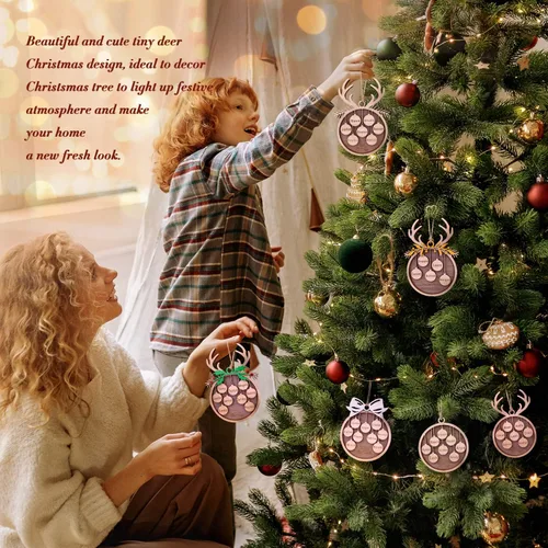 Vista 6 de Adorno de Navidad familiar personalizado 2023, adornos de madera para árbol de Navidad con cuerda pequeña, de 1 a 10 nombres personalizados