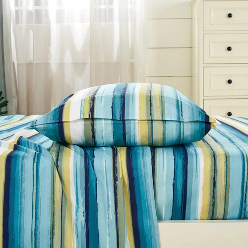 Vista 27 de Chezmoi Collection Juego de sábanas geométricas Lodge de 3 piezas tamaño Twin - Multicolor azul con estampado de diamante, microfibra cepillada